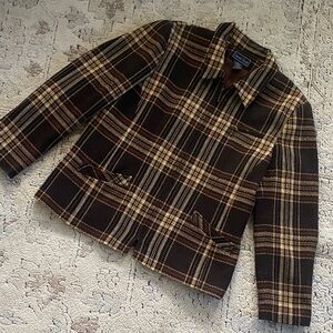 Plaid Brown and Tan wool Jacket
